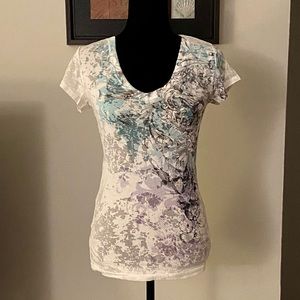 Sheer V-neck T-shirt